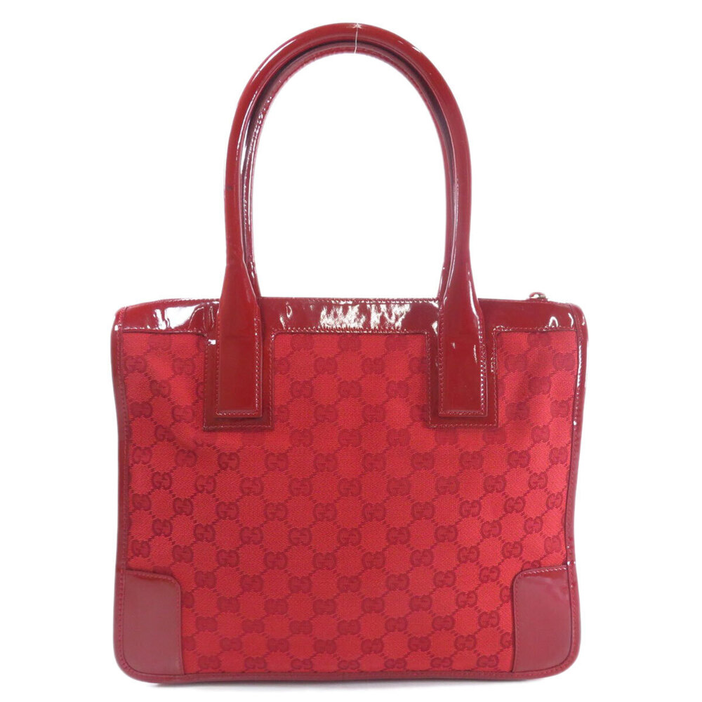 Gucci Tote Vernis Bag Patent GG Canvas Leather Black